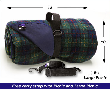 A carry strap is included with Go-Blanket Picnic Blankets.